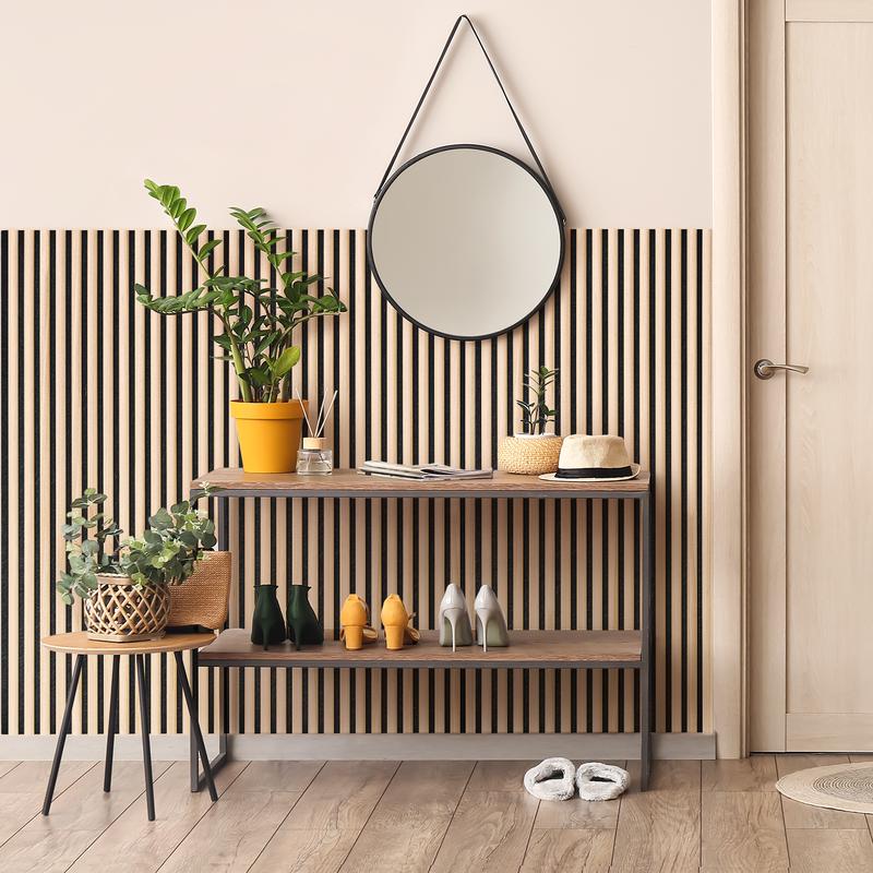Akoestische wandpanelen met halfronde latjes - licht eiken - 10
