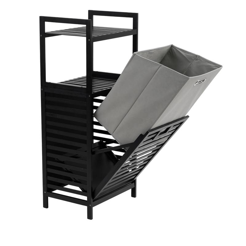 Luxe bamboe wasmand - zwart - 3