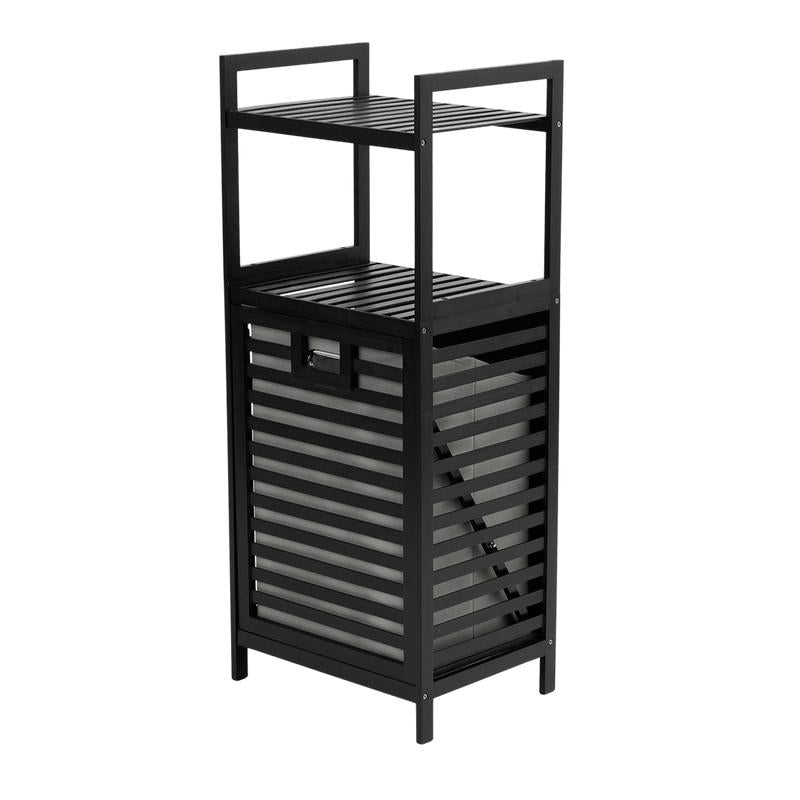 Luxe bamboe wasmand - zwart - 2