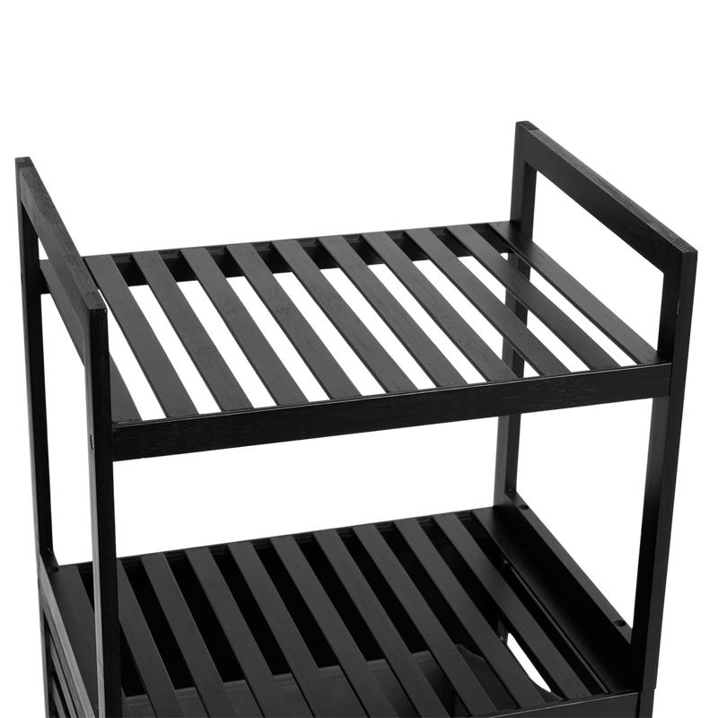 Luxe bamboe wasmand - zwart - 4