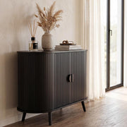 Ovaal dressoir met latjes - zwart - 1
