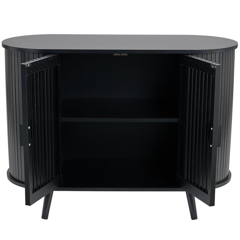 Ovaal dressoir met latjes - zwart - 6