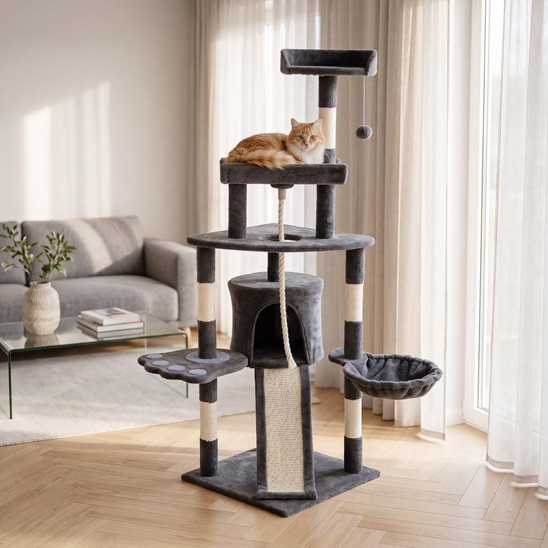 Krabpaal voor katten met sisal - grijs - 1