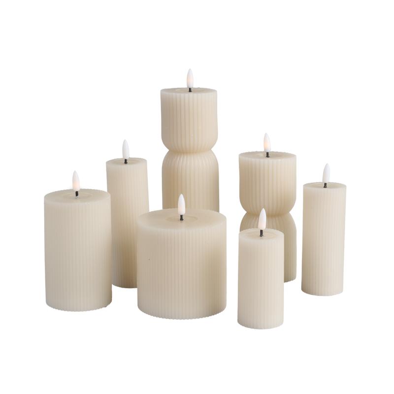 Ribbel ledkaarsen - set van 7 - crème - 2